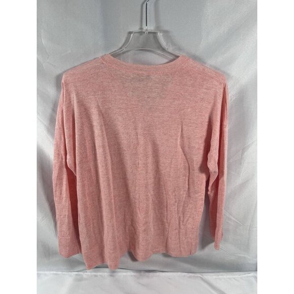 Eileen Fisher Women 100% Organic Linen Sweater Peach V Neck Large - Picture 2 of 7